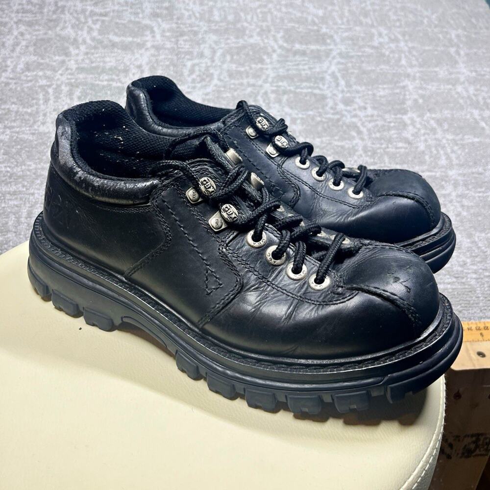 Vintage GBX Y2K Street Black Leather Lace-Up Work Shoes Men's 9.5